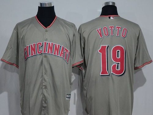 Reds #19 Joey Votto Grey New Cool Base Stitched MLB Jersey - Click Image to Close